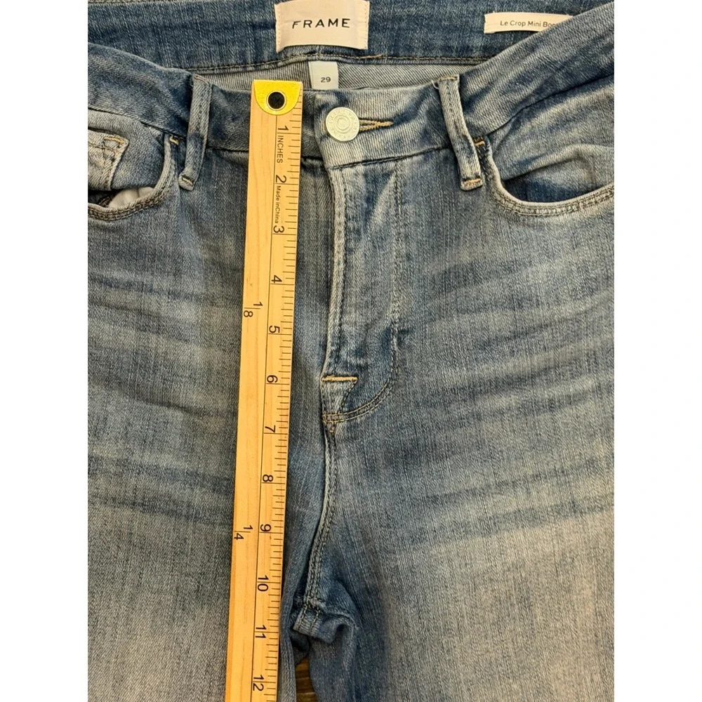 FRAME Le Crop Mini Boot Jeans Kincord Light Wash Raw Frayed Step Hem‎ Size 29 - Picture 8 of 11